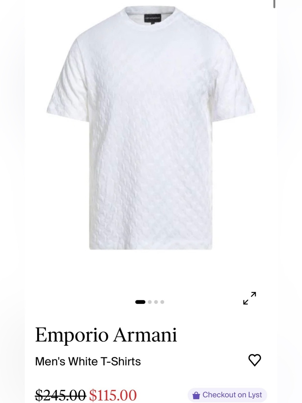Emporio Armani White Textured Crew Neck Tee
